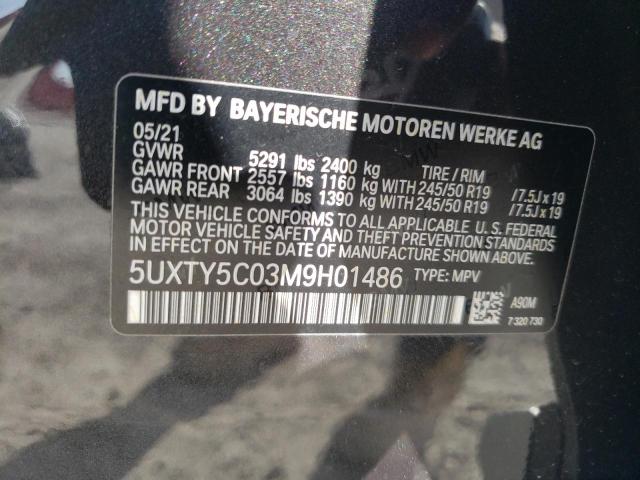 5UXTY5C03M9H01486 - 2021 BMW X3 XDRIVE3 GRAY photo 13
