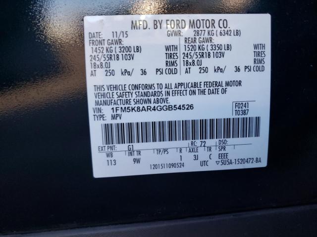 1FM5K8AR4GGB54526 - 2016 FORD EXPLORER P BLACK photo 13