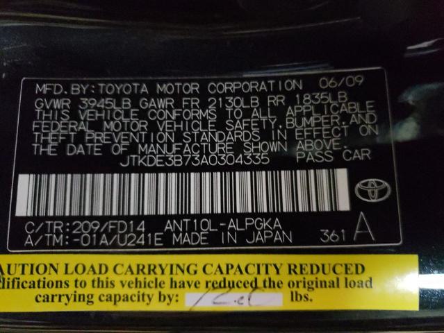 JTKDE3B73A0304335 - 2010 TOYOTA SCION TC შავი ფოტო 10