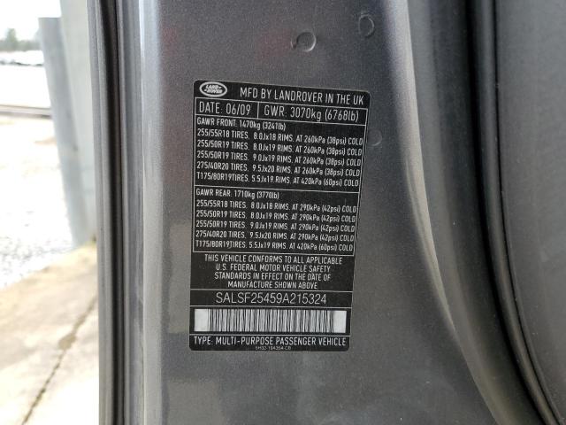 SALSF25459A215324 - 2009 LAND ROVER RANGE ROVE GRAY photo 13