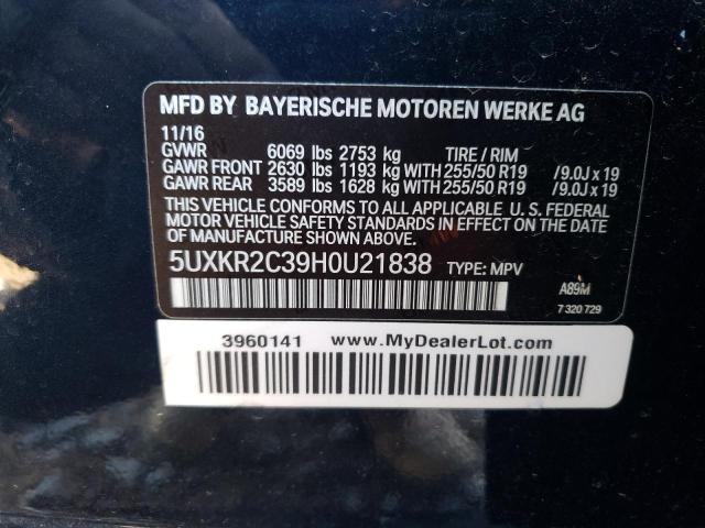 5UXKR2C39H0U21838 - 2017 BMW X5 SDRIVE3 BLACK photo 12