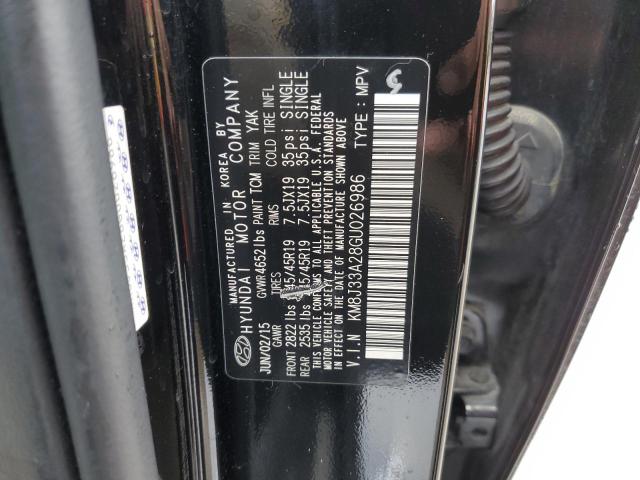 KM8J33A28GU026986 - 2016 HYUNDAI TUCSON LIM BLACK photo 12