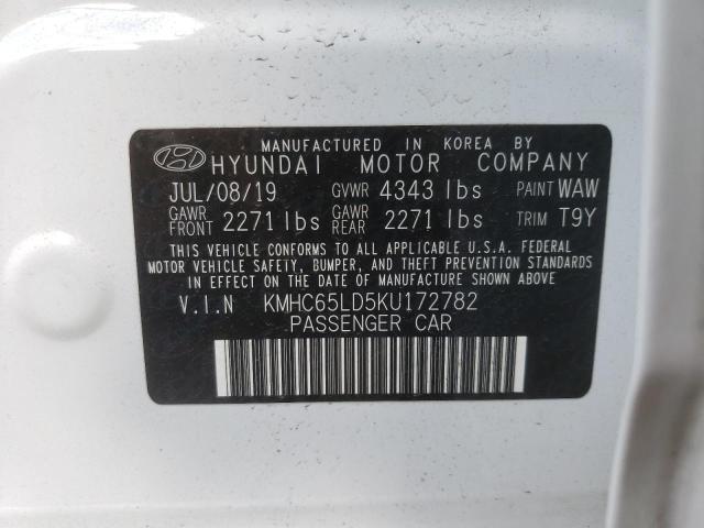 KMHC65LD5KU172782 - 2019 HYUNDAI IONIQ WHITE photo 10