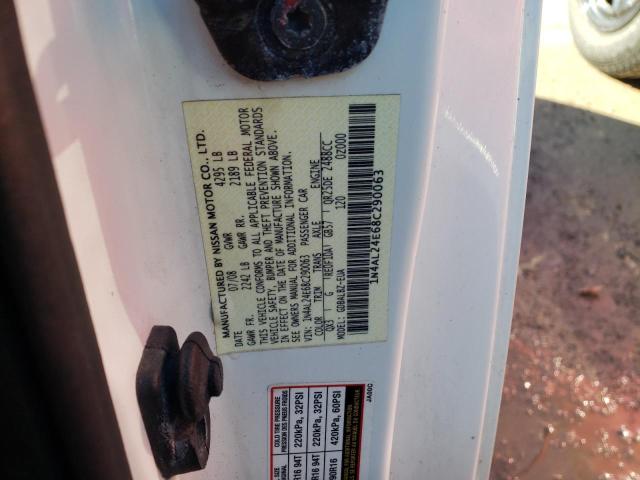 1N4AL24E68C290063 - 2008 NISSAN ALTIMA 2.5 WHITE photo 12