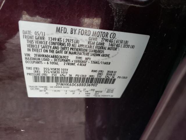 2FMHK6DC6BBD36902 - 2011 FORD FLEX BURGUNDY photo 13