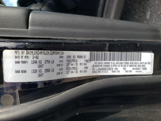 1J4GW48S82C238510 - 2002 JEEP GRAND CHER 黑色 照片 12