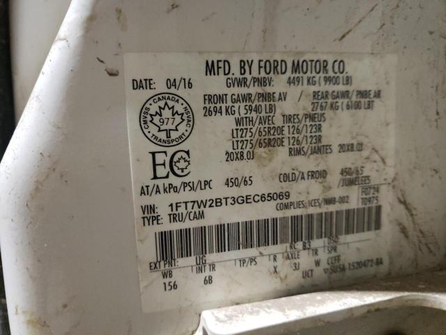 1FT7W2BT3GEC65069 - 2016 FORD F250 SUPER WHITE photo 12