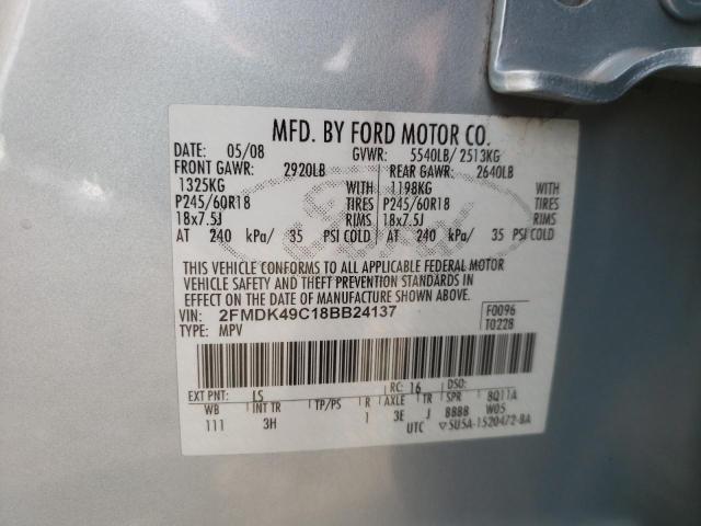 2FMDK49C18BB24137 - 2008 FORD EDGE LIMIT BLUE photo 13