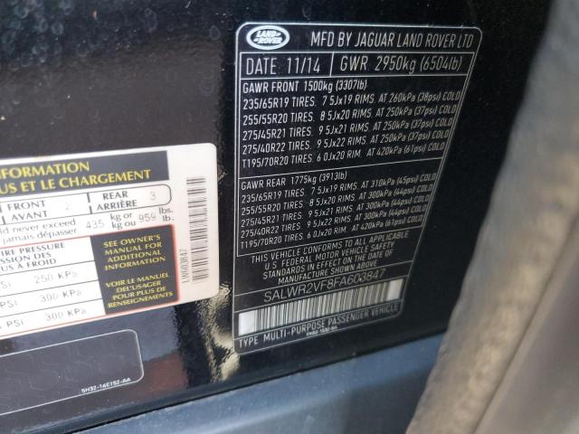 SALWR2VF8FA603847 - 2015 LAND ROVER RANGE ROVE BLACK photo 13