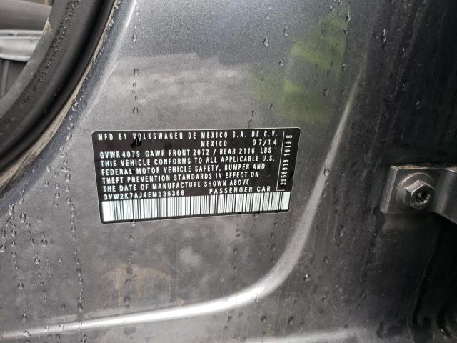 3VW2K7AJ4EM336366 - 2014 VOLKSWAGEN JETTA BASE 灰色 照片 10