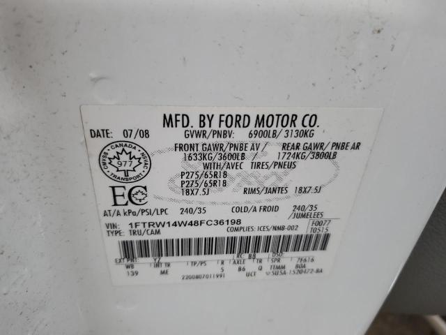 1FTRW14W48FC36198 - 2008 FORD F150 SUPER WHITE photo 13