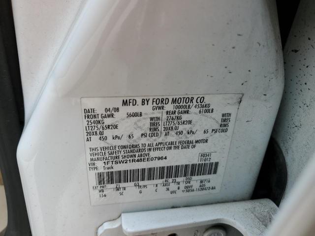 1FTSW21R48EE07964 - 2008 FORD F250 SUPER WHITE photo 12