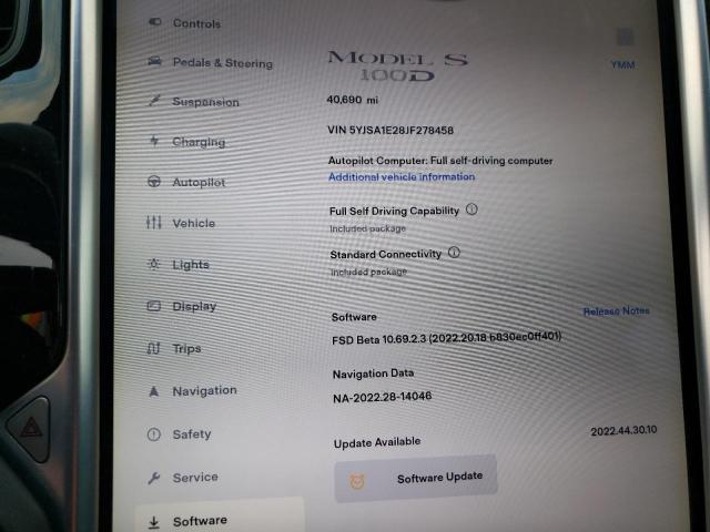 5YJSA1E28JF278458 - 2018 TESLA MODEL S Գրաֆիտ լուսանկար 9