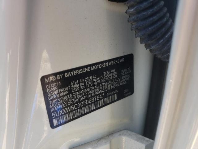 5UXXW5C50F0E87647 - 2015 BMW X4 XDRIVE3 WHITE photo 10