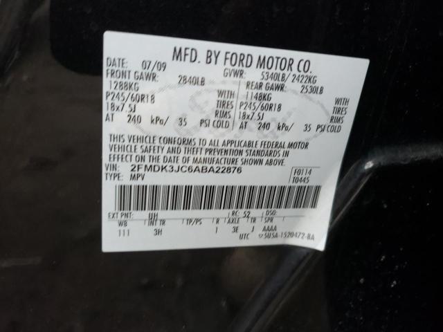 2FMDK3JC6ABA22876 - 2010 FORD EDGE BLACK photo 10