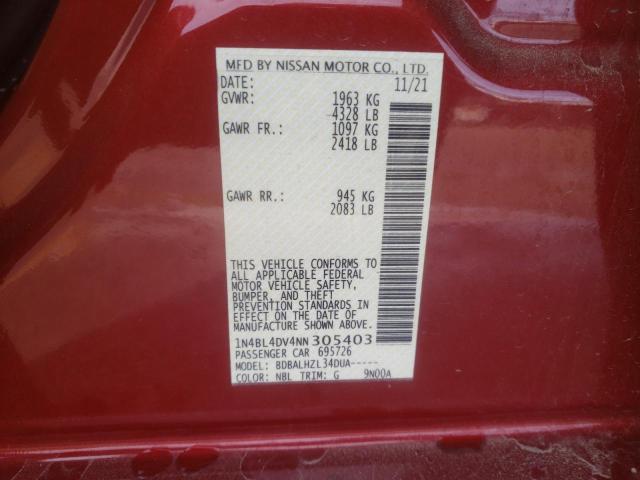 1N4BL4DV4NN305403 - 2022 NISSAN ALTIMA SV RED photo 13