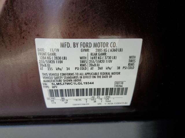 5LM5J7WC1LGL19344 - 2020 LINCOLN AVIATOR RE BURGUNDY photo 12