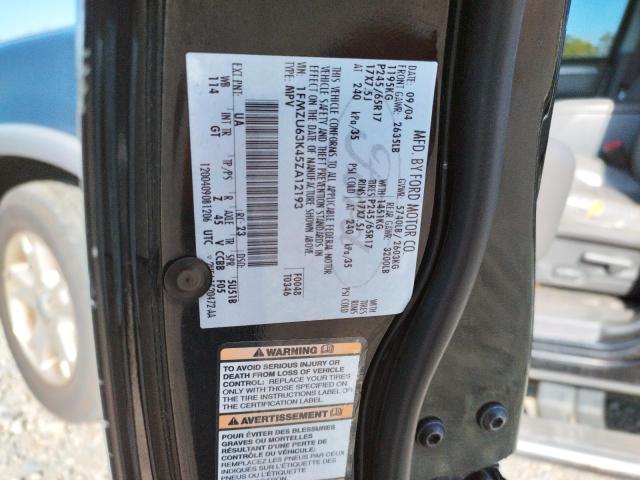 1FMZU63K45ZA12193 - 2005 FORD EXPLORER X Czarny zdjęcie 10