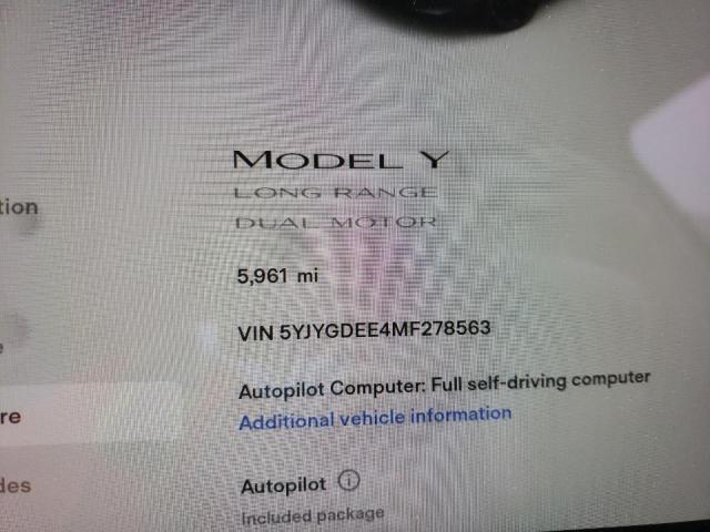 5YJYGDEE4MF278563 - 2021 TESLA MODEL Y رمادي صورة 8