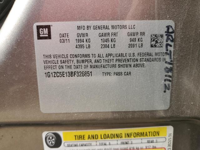 1G1ZC5E13BF326851 - 2011 CHEVROLET MALIBU 1LT Қоңыр фото 12