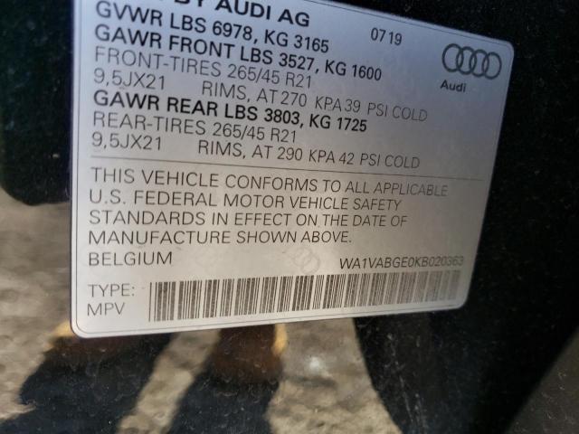 WA1VABGE0KB020363 - 2019 AUDI E-TRON PRE BLACK photo 12