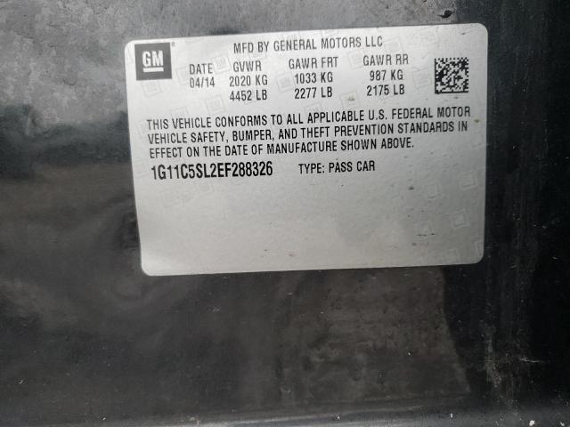 1G11C5SL2EF288326 - 2014 CHEVROLET MALIBU 1LT BLACK photo 13