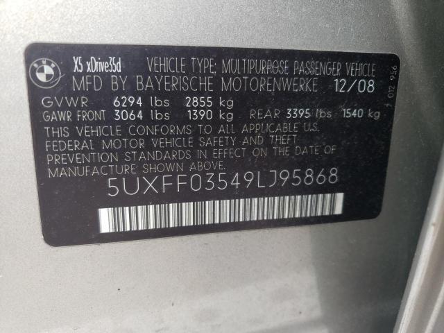 5UXFF03549LJ95868 - 2009 BMW X5 XDRIVE3 GOLD photo 10