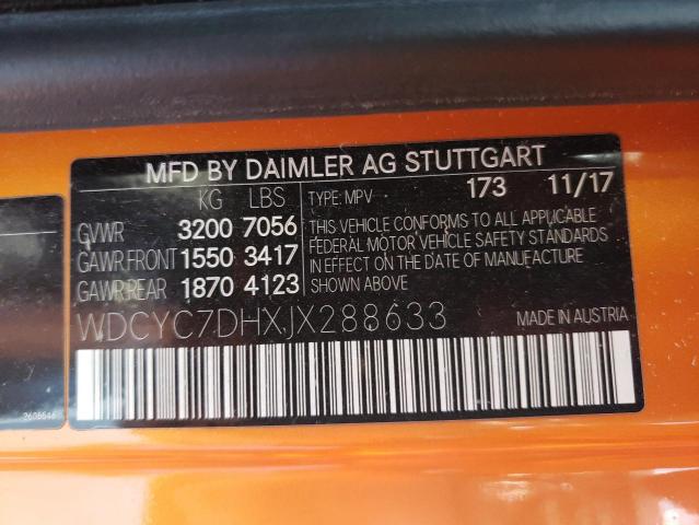 WDCYC7DHXJX288633 - 2018 MERCEDES-BENZ G 63 AMG ORANGE photo 13