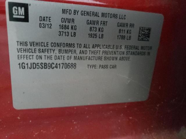 1G1JD5SB9C4170688 - 2012 CHEVROLET SONIC BURGUNDY photo 10