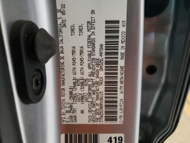 3TMAZ5CN8NM186115 - 2022 TOYOTA TACOMA DOU 银色 照片 12