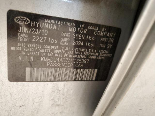 KMHDU4AD7AU135397 - 2010 HYUNDAI ELANTRA BL SILVER photo 12