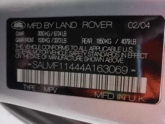 SALMF11444A163069 - 2004 LAND ROVER RANGE ROVE SILVER photo 13