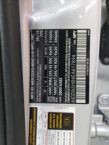 4JGDA5HB4EA417894 - 2014 MERCEDES-BENZ ML 350 4MA SILVER photo 13