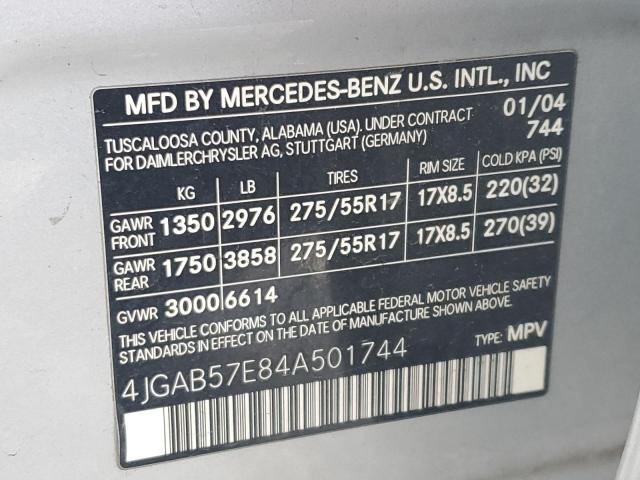 4JGAB57E84A501744 - 2004 MERCEDES-BENZ 350 SERIES SILVER photo 13