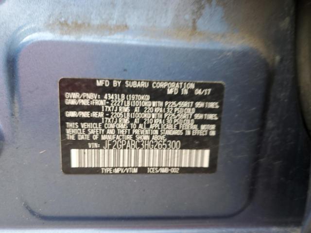 JF2GPABC3HG265300 - 2017 SUBARU CROSSTREK ლურჯი ფოტო 12