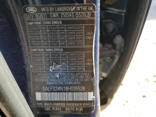 SALFS24N18H035528 - 2008 LAND ROVER LR2 BLUE photo 13