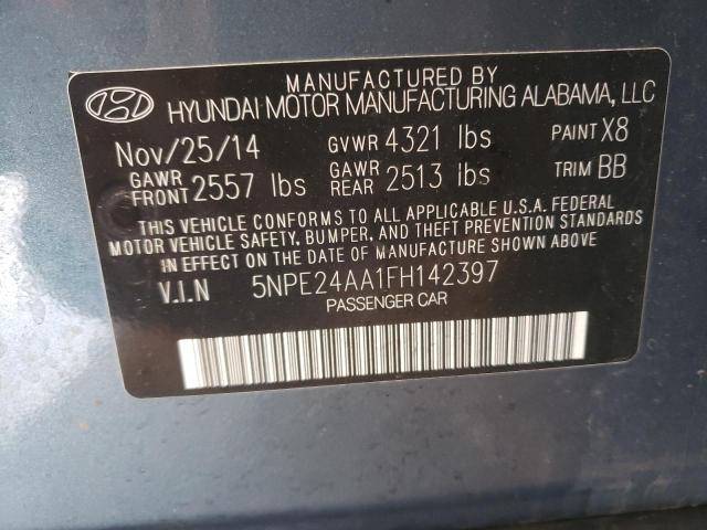 5NPE24AA1FH142397 - 2015 HYUNDAI SONATA ECO BLUE photo 10