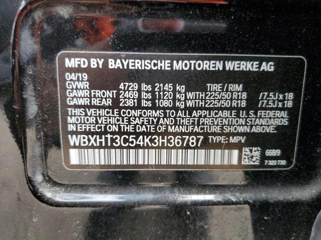 WBXHT3C54K3H36787 - 2019 BMW X1 XDRIVE2 Черный фото 13
