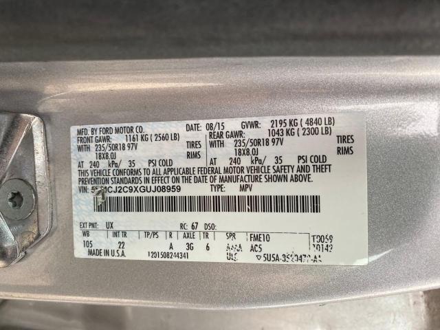 5LMCJ2C9XGUJ08959 - 2016 LINCOLN MKC SELECT SILVER photo 10