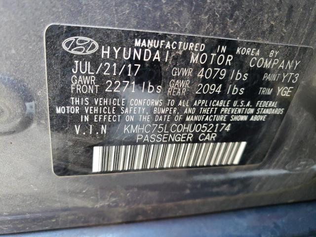 KMHC75LC0HU052174 - 2017 HYUNDAI IONIQ SEL GRAY photo 13