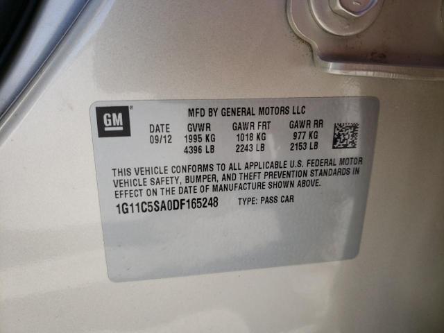 1G11C5SA0DF165248 - 2013 CHEVROLET MALIBU 1LT 金色 照片 10