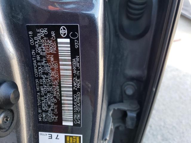 JTDKARFP5J3077851 - 2018 TOYOTA PRIUS PRIM 灰色 照片 12