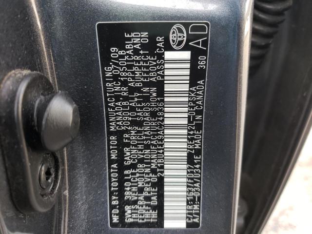 2T1BU4EE9AC248361 - 2010 TOYOTA COROLLA BA GRAY photo 13