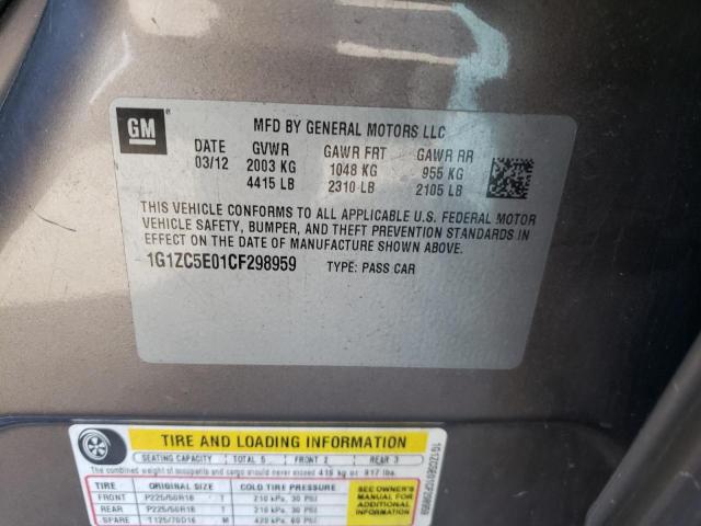 1G1ZC5E01CF298959 - 2012 CHEVROLET MALIBU 1LT  ფოტო 10