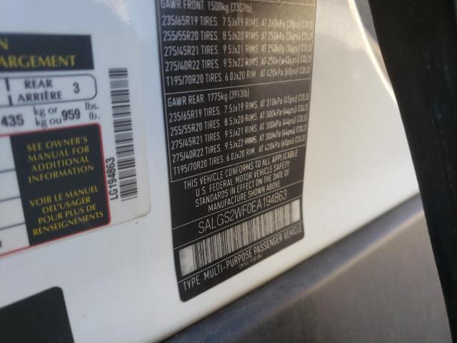 SALGS2WF0EA194863 - 2014 LAND ROVER RANGE ROVE WHITE photo 12