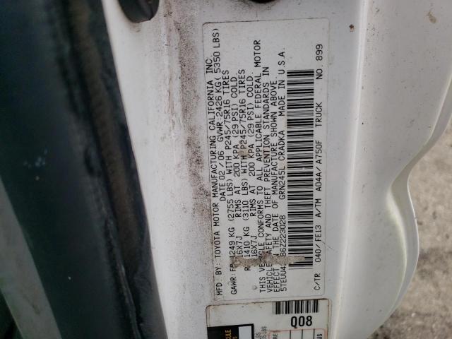 5TEUU42N86Z223028 - 2006 TOYOTA TACOMA ACC თეთრი ფოტო 12