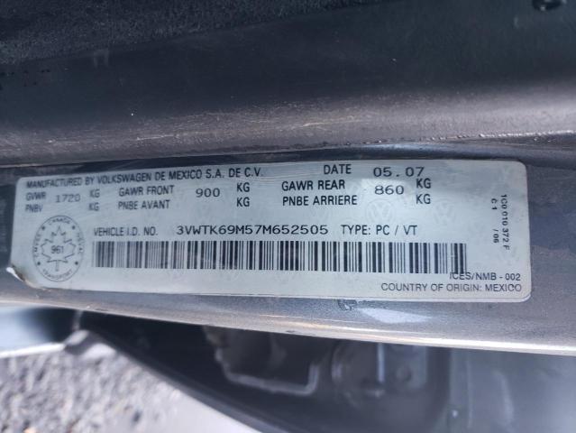 3VWTK69M57M652505 - 2007 VOLKSWAGEN CITY JETTA GRAY photo 10