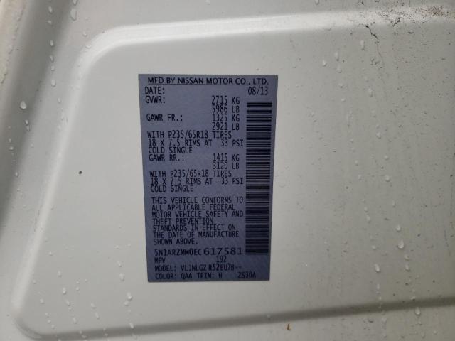 5N1AR2MM0EC617581 - 2014 NISSAN PATHFINDER WHITE photo 13