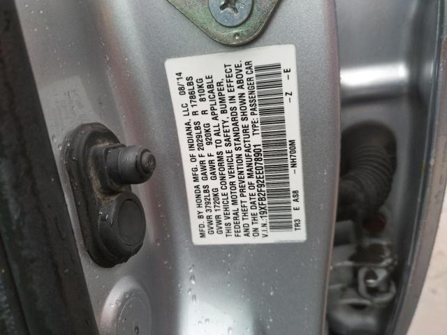 19XFB2F92EE078901 - 2014 HONDA CIVIC EXL Gümüş foto 10