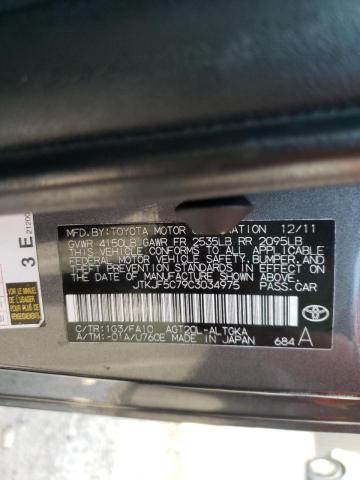 JTKJF5C79C3034975 - 2012 TOYOTA SCION TC ვერცხლისფერი ფოტო 10